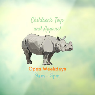 Javan rhinoceros cartoon illustration window cling