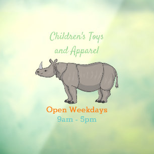 Javan rhinoceros cartoon illustration window cling