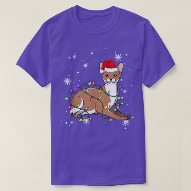 Javanese Cat Christmas Lights Christmas Cat Santa  T-Shirt (Design Front)