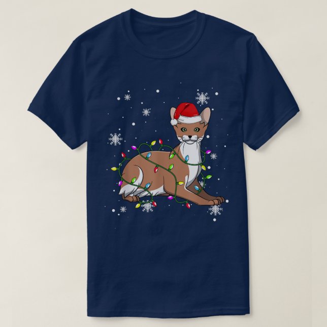 Javanese Cat Christmas Lights Christmas Cat Santa  T-Shirt (Design Front)