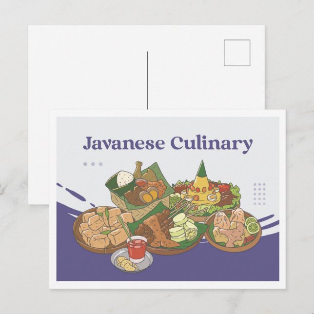  Javanese Culinary Indonesia Travel Postcard (Front/Back)