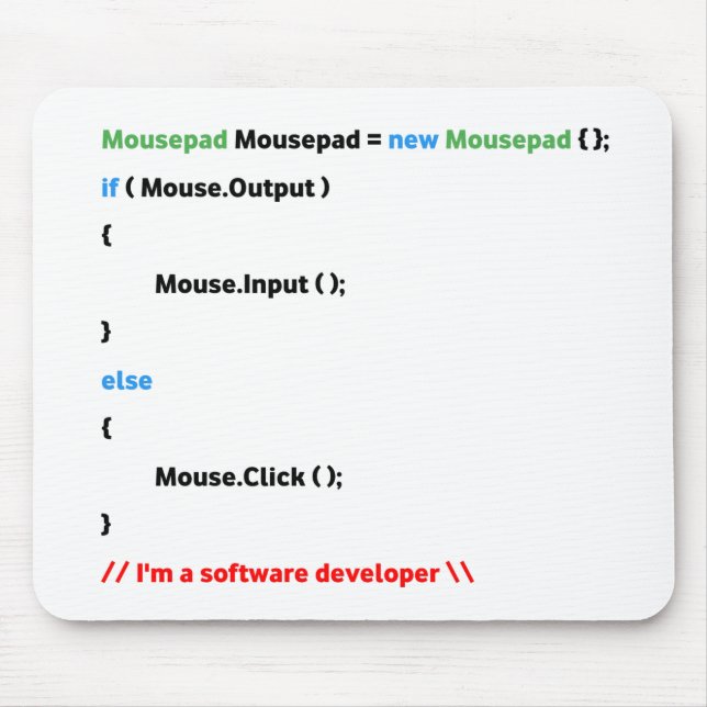 JavaScript Mousepad. Unique(Software Developer) Mouse Mat (Front)