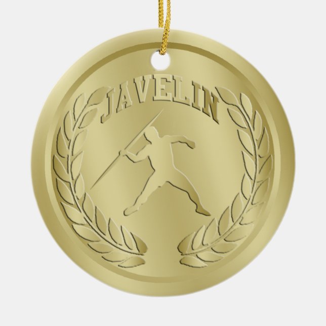 Javelin Gold Toned Medal Ornament (Front)