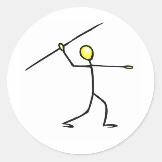 Javelin Stick Figure T-shirts and Gifts. Classic Round Sticker