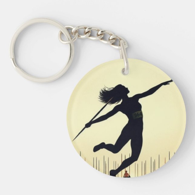 javelin throw girl  key ring (Front)