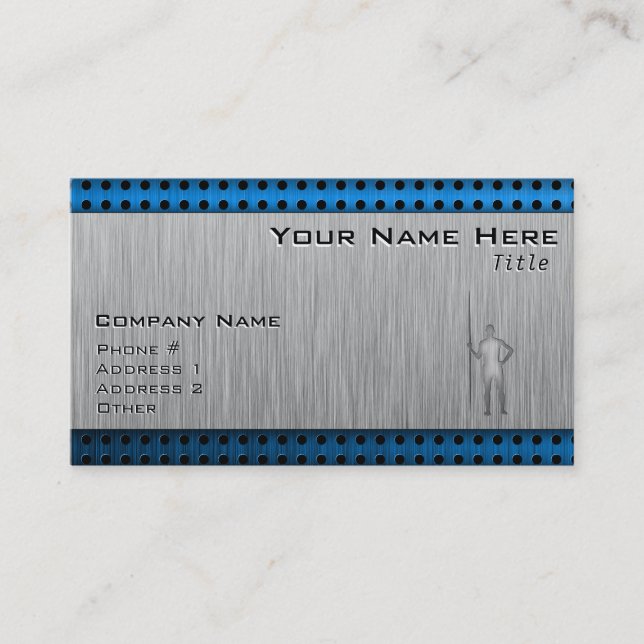 Javelin Throw; Metal-look Business Card (Front)