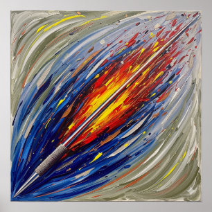 Javelin Throw Painting Poster