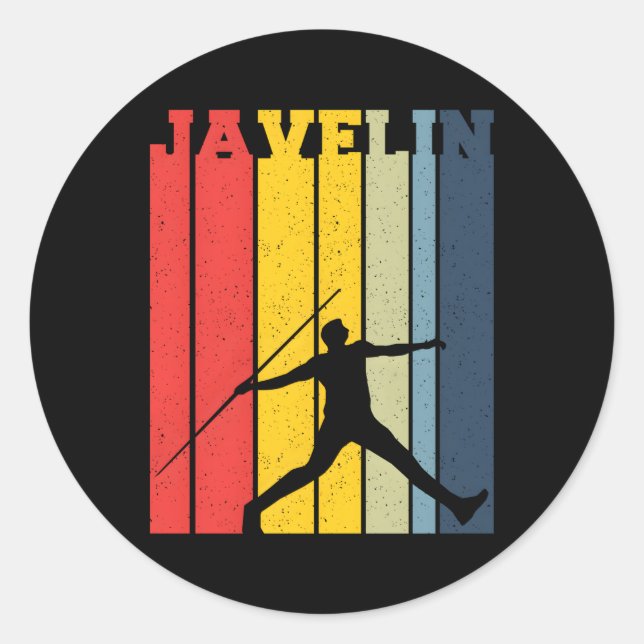 Javelin Thrower Athlete Track And Field Throwing Classic Round Sticker (Front)