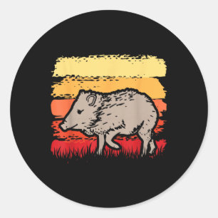 Javelina Retro Vintage 80s Sunset Cute Funny Arizo Classic Round Sticker