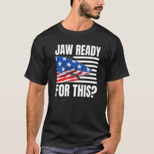 Jaw Ready For This Shark American Flag Grunge T-Shirt