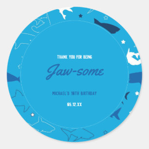 Jaw-some Shark Birthday Party Round Sticker