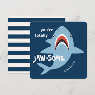 Jaw-some shark classroom valentines day card