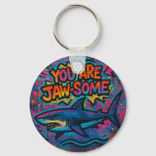 Jaw-some Shark Graffiti Key Ring