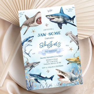 Jaw-Some Shark Party Under the Sea Birthday Invitation