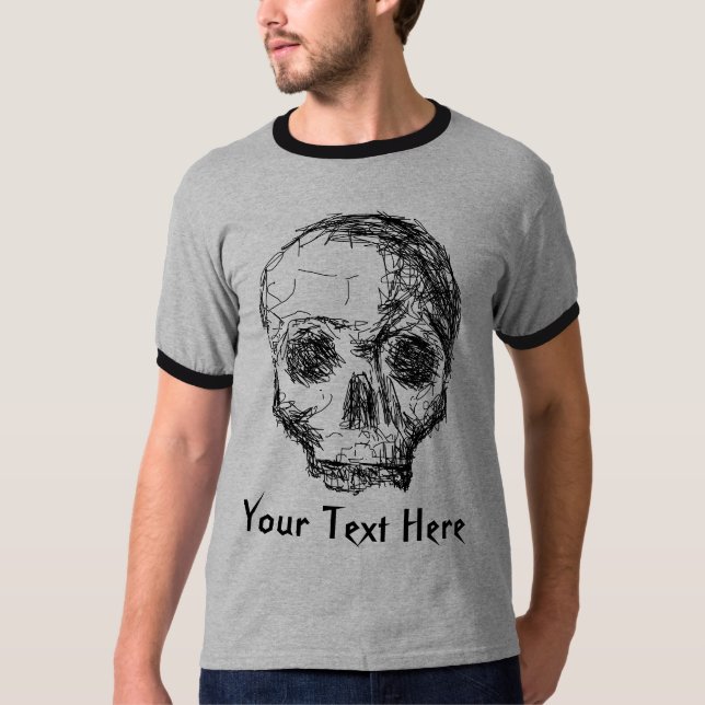 Jawless Black Skull. T-Shirt (Front)