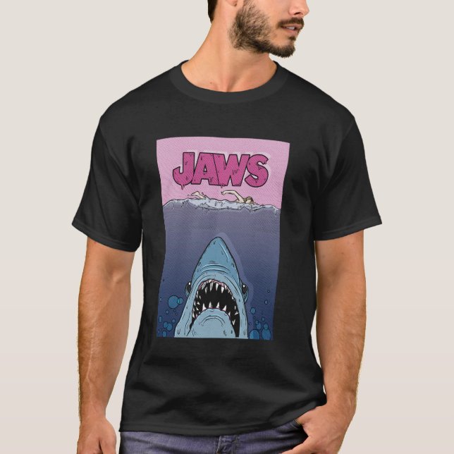 Jaws 50th Anniversary Poster Halftone Front & Back T-Shirt (Front)
