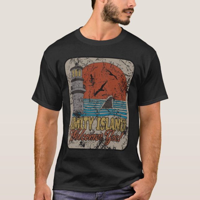 Jaws — Retro Amity Scene (weathered) T-Shirt (Front)