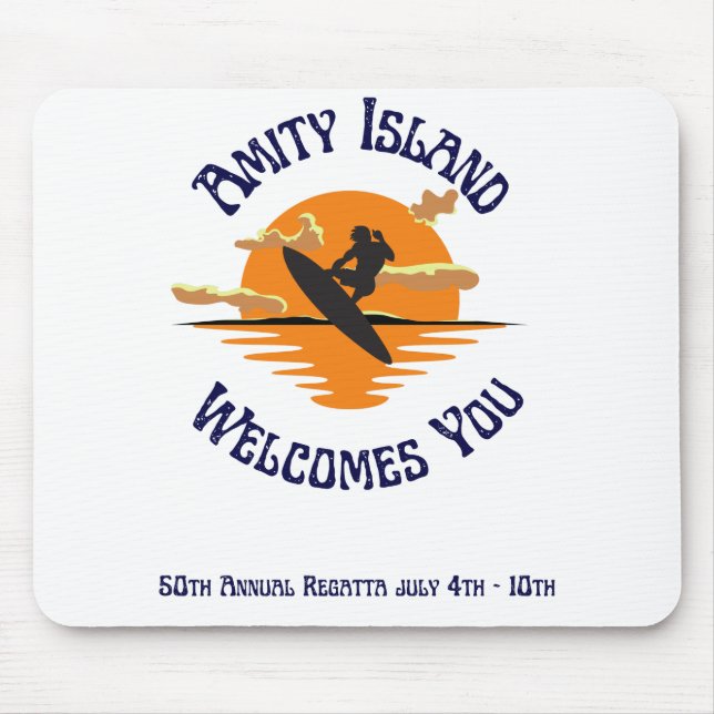 Jaws the movie Amity Island Welcomes you Mouse Mat (Front)