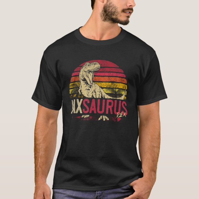 Jax Saurus Funny Personalised Dinosaur T Rex Name  T-Shirt (Front)