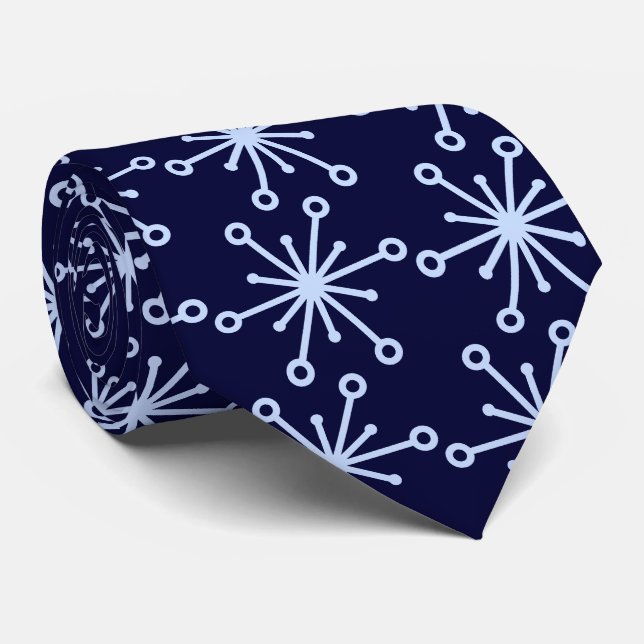 Jax Snowflake Foulard Deep Navy Two-sided Tie (Rolled)