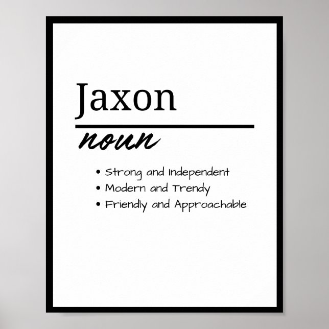 Jaxon, Boy Personalised Name Definition  Poster (Front)