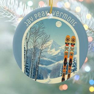 Jay Peak Vermont ski souvenir  Ceramic Tree Decoration