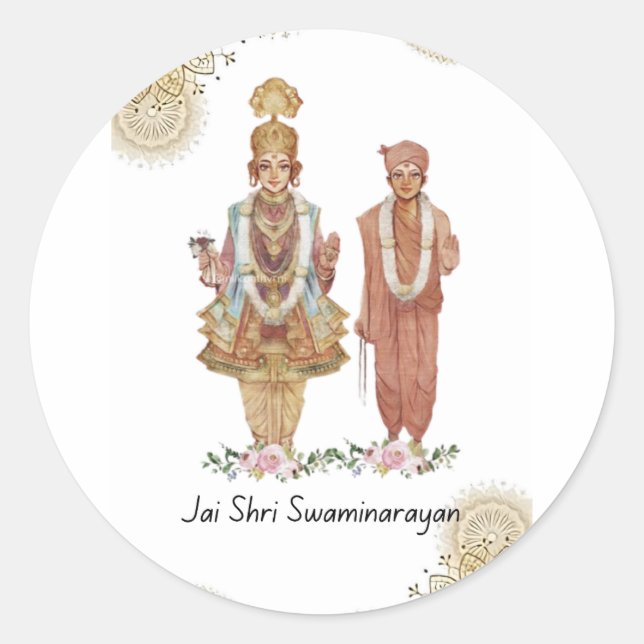 Jay Shri Swaminarayan Classic Round Sticker (Front)