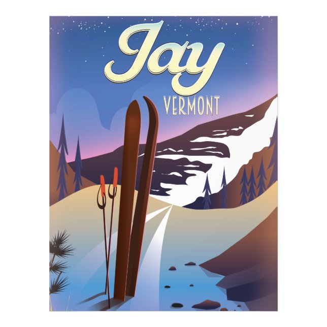 Jay Vermont USA ski travel poster. Photo Print (Front)