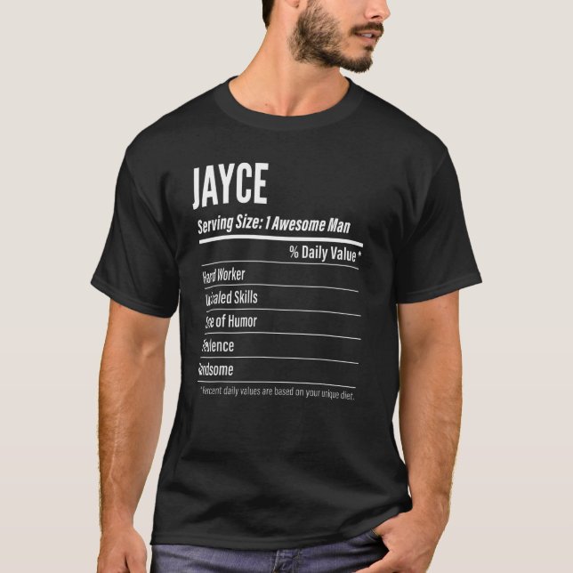 Jayce Serving Size Nutrition Label Calories T-Shirt (Front)