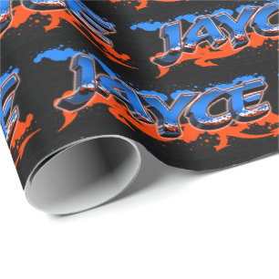 Jayce Vorname Name Graffiti blue orange Wrapping Paper