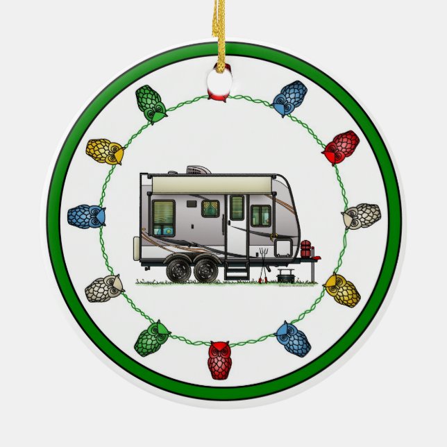 Jayco Trailer RV happy camper Ceramic Tree Decoration (Back)