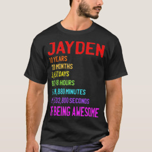 Jayden 10th Birthday 10 Years 120 Months 3652 Days T-Shirt