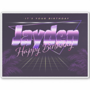 Jayden Name First name lila retro Sticker Birthday