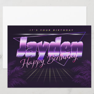 Jayden Name First name purla retro card Birthday