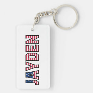 Jayden Name First Name USA Flag Key Ring