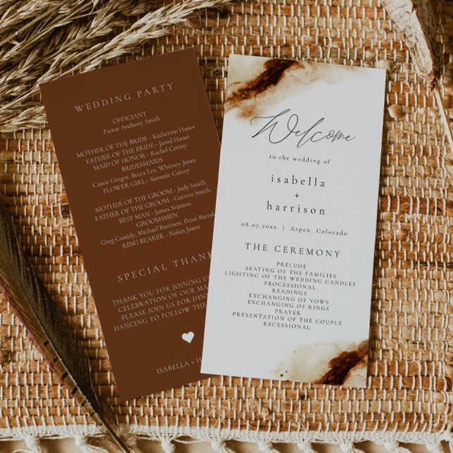 JAYLA | Boho Terracotta Rust Wedding Program Thank You Card (Creator Uploaded)