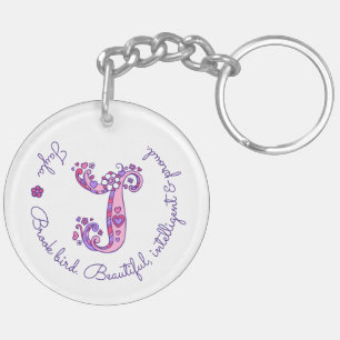 Jayla monogram J  name and meaning keyring