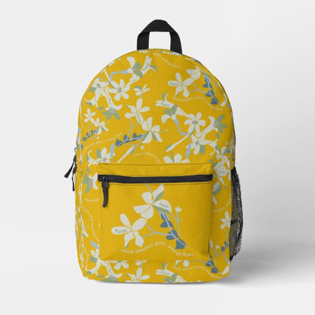 Jazmin Focus Yellow Printed Backpack (Front)