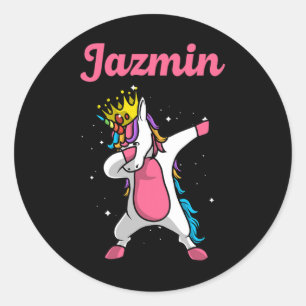 Jazmin Gift Name Personalised Birthday Dabbing Uni Classic Round Sticker