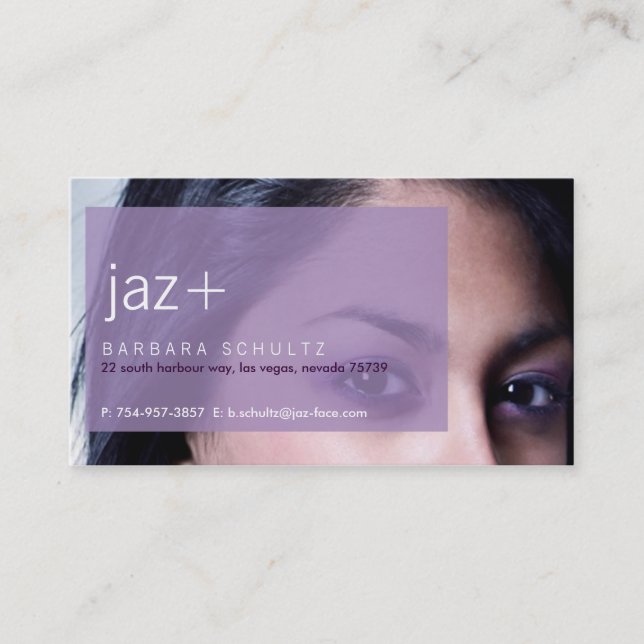 Jaz's Face [purple] Business Cards (Front)