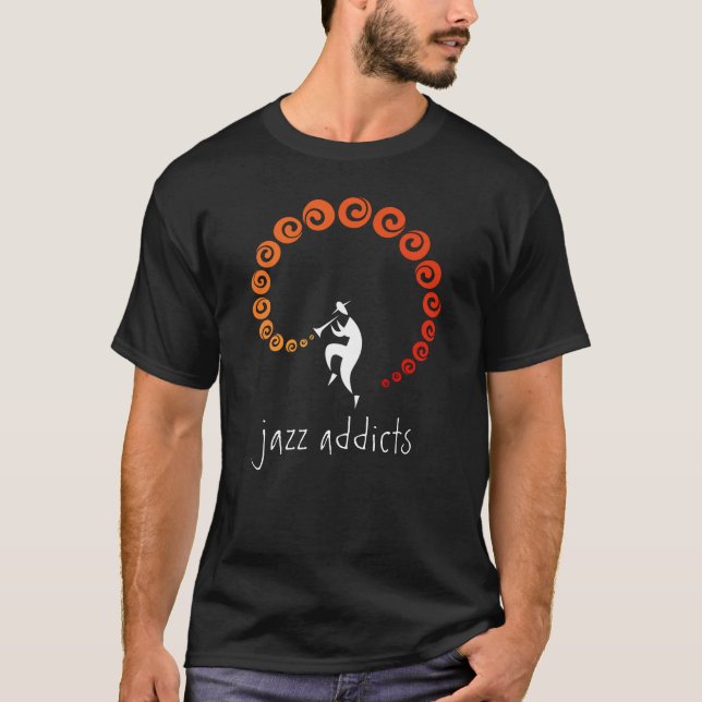 Jazz Addicts Lovers Trumpet Musician Orange Yellow T-Shirt (Front)