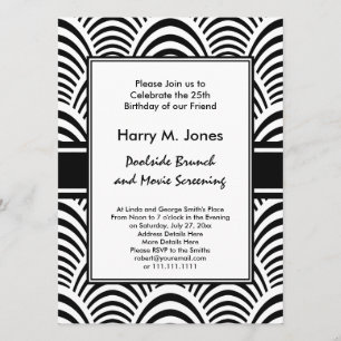 Jazz Age Art Deco Elegance Black and White Invitation