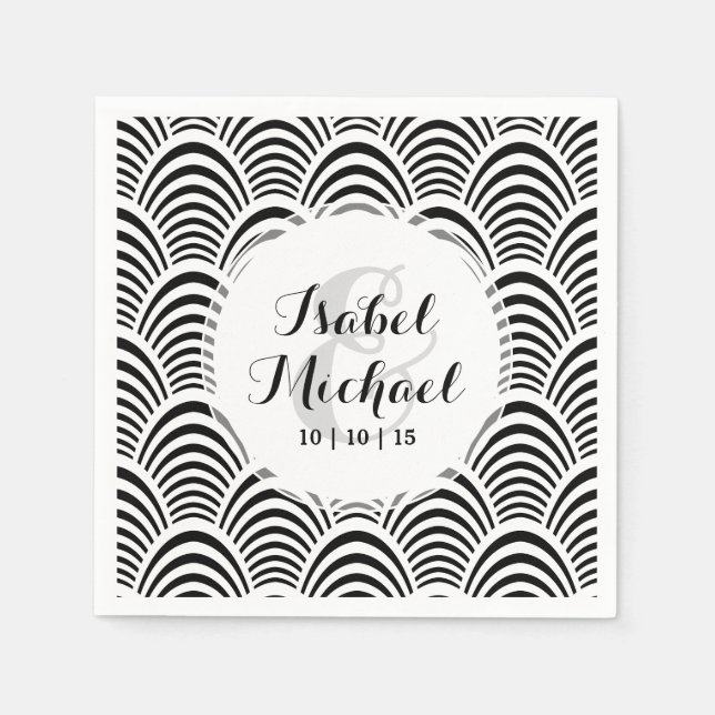 Jazz Age Art Deco Elegance Black and White Napkin (Front)