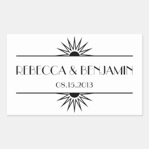 Jazz age black geometric art deco wedding rectangular sticker