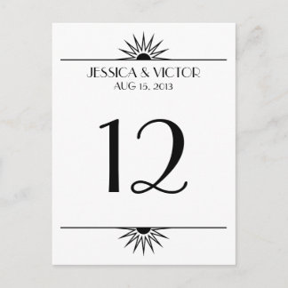 Jazz age black sunburst table number card