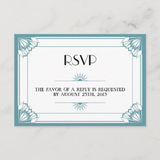 Jazz age blue Art Deco RSVP wedding response