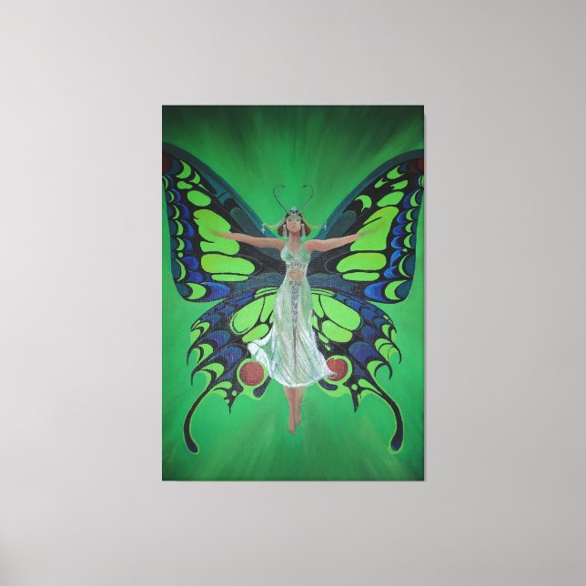 Jazz Age Showgirl Flapper Wearing Butterfly Wings  Canvas Print (Front)