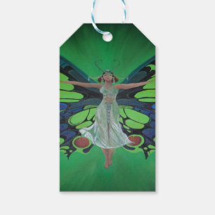 Jazz Age Showgirl Flapper Wearing Butterfly Wings  Gift Tags