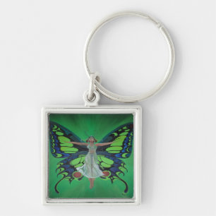 Jazz Age Showgirl Flapper Wearing Butterfly Wings Key Ring