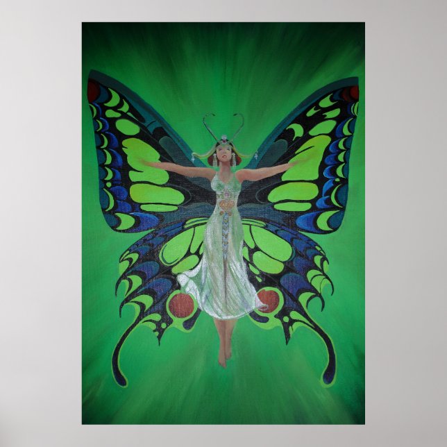 Jazz Age Showgirl Flapper Wearing Butterfly Wings  Poster (Front)